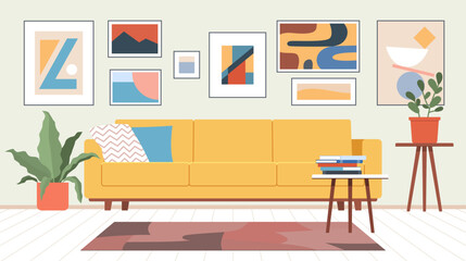 Living room. Design home decor. Modern flat illustration