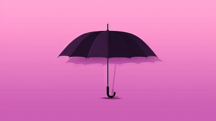 Fototapeta na wymiar a purple umbrella with a black handle on a pink background with a shadow of a person holding a black umbrella in the middle of the image. generative ai