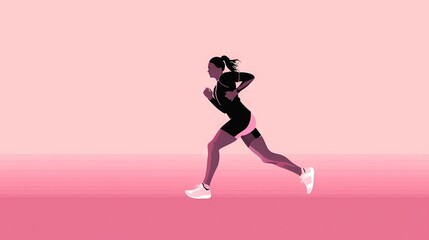 Fototapeta na wymiar a woman running on a pink background with a pink wall in the background and a pink wall in the foreground with a pink wall in the background. generative ai