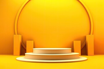 Yellow Lit Podium Design Generative AI