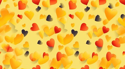 a lot of hearts that are on a yellow background with black and red hearts in the middle of the image and a yellow background with black and red hearts in the middle.  generative ai