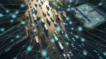 Fotobehang Autonomous Vehicles in Smart City © VisualMarketplace