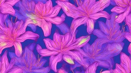Fototapeta na wymiar a bunch of pink flowers on a blue background with pink and yellow leaves on the center of the petals and the center of the petals of the petals. generative ai