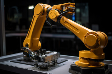 A detailed image of a robotic arm in action, demonstrating the capabilities of automation and robotics Generative AI