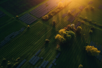 An aerial shot of a solar panel farm, harnessing renewable energy for a sustainable future Generative AI
