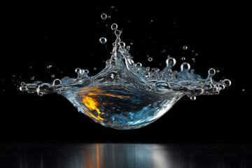 High-speed photograph capturing a water droplet frozen in mid-air, illustrating the principles of fluid dynamics Generative AI