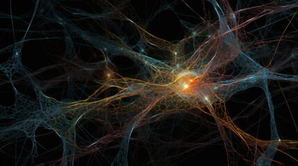 A visualization of interconnected neurons in the brain, representing the complex neural network Generative AI
