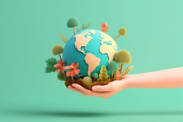 a person holding a small planet Earth in their hands, Generative AI