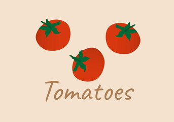 Obraz na płótnie Canvas Set of fresh healthy red tomatoes made in flat style. Great for design of healthy lifestyle or diet. Vector illustration