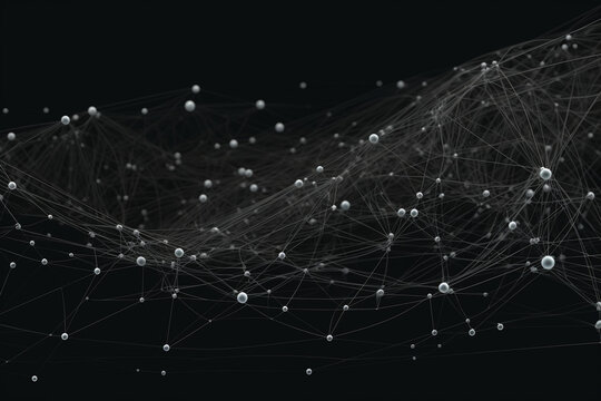 A sleek and minimalistic network visualization composed of interconnected dots Generative AI
