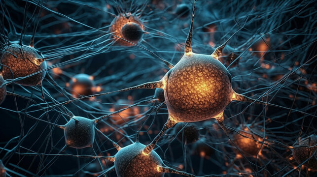 A network of interconnected cells in a biological organism, illustrating the cellular network Generative AI