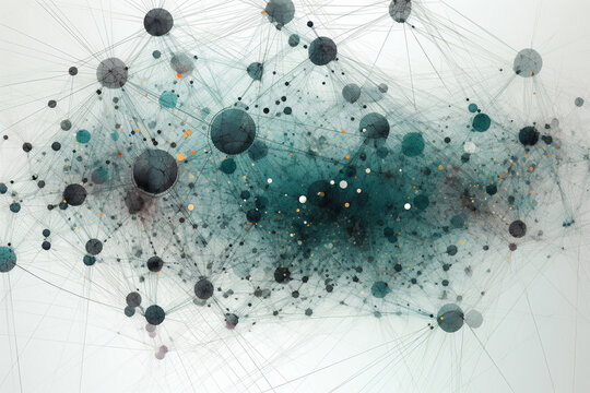 A clean and unambiguous network visualization composed of interconnected dots Generative AI