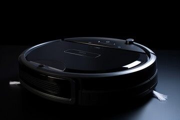 A clean and straightforward photograph of a robotic vacuum cleaner with a minimalistic design Generative AI