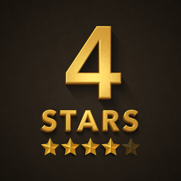 rating scale from 1 to 5 stars, golden 3d test on dark background, 3d rendering