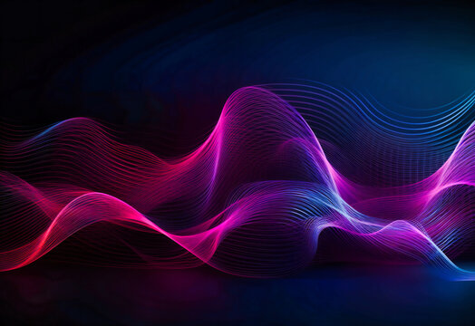 Dark Pink Blue And Purple Line Seamless Wave Background