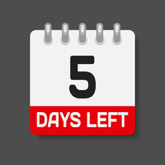 Countdown daily page calendar icon - 5 days left