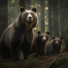 Begegnung mit der Natur: Bärenfamilie im dichten Wald