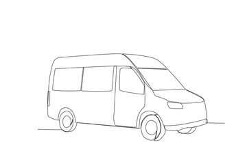 A car is seen from the side. Dia do motorista one-line drawing