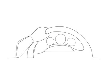 One hand driving a car. Dia do motorista one-line drawing
