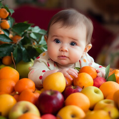 Fototapeta na wymiar Für eine grünere Zukunft: Ein fruitarian Baby entdeckt die Welt