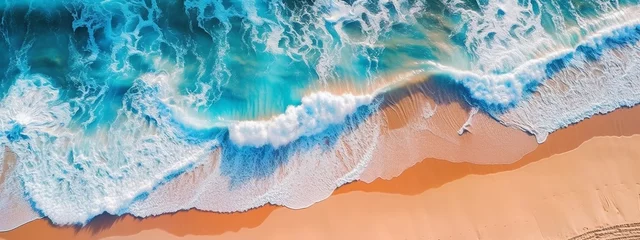 Foto op Plexiglas Seaside Escape: Aerial Drone Photography of Ocean Waves as Beautiful Summer Vacation Background © Tom