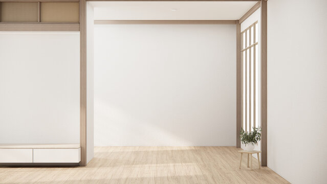 Japan style ,empty room decorated  in white room japan interior.
