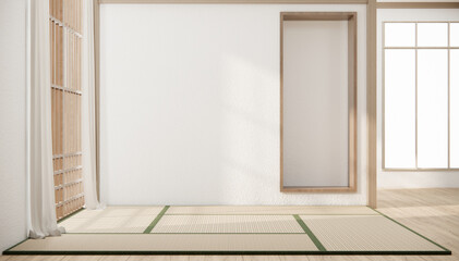 Japan style ,empty room decorated  in white room japan interior.