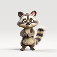 Cute Cartoon Raccoon Character (Generative AI)