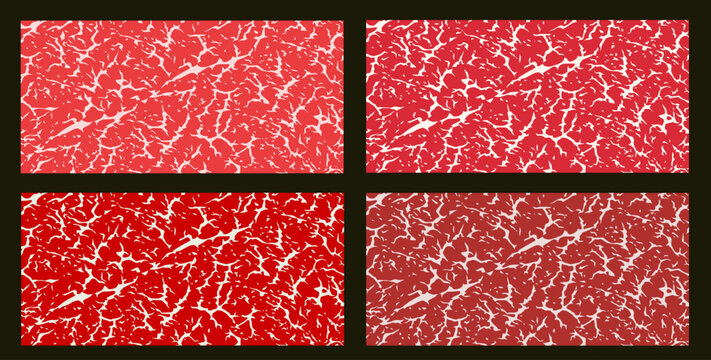 Vector meat background or pattern collection. Beef, pork and lamb meat textures Vector illustration