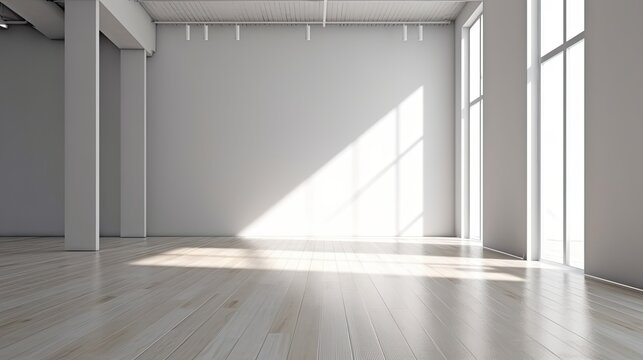 Empty open plan office interior,Modern Office,AI generated.