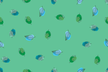 Illustration Pattern of the leaves on light green color background.