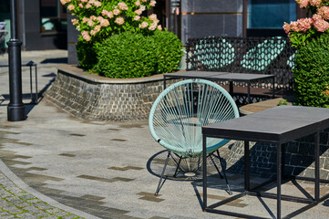 Outdoor furniture in the outdoor terrace cafe