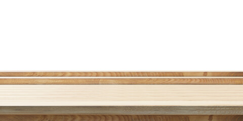 Empty wooden table and transparent background, product display template, PNG