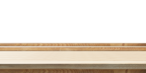 Empty wooden table and transparent background, product display template, PNG
