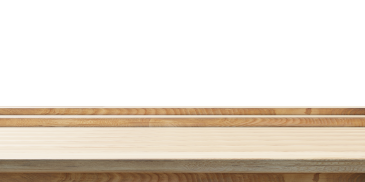 Empty wooden table and transparent background, product display template, PNG