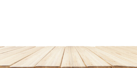 Empty wooden table and transparent background, product display template, PNG
