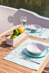 table setting luxury motor yacht