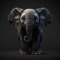 Young elephant looking at the camera. Generative AI	