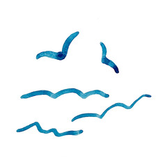 Sea, Coast,  and Beach Summer  Simple illustration