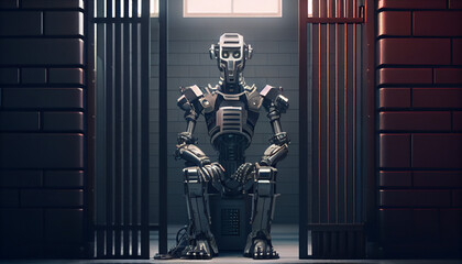 Fototapeta na wymiar Robot in prison Ai generated image