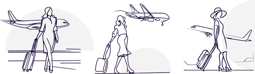 Lady with the carry bag in the airport 