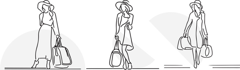 Lady with the carry bag in the airport 