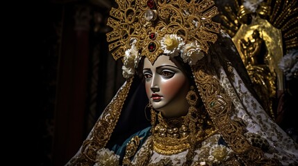 Virgen del carmen catholic religious holiday, event. Statue of a woman. AI generated.