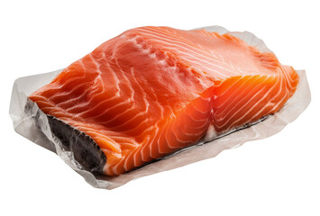 Raw salmon on transparent background. Generative AI.