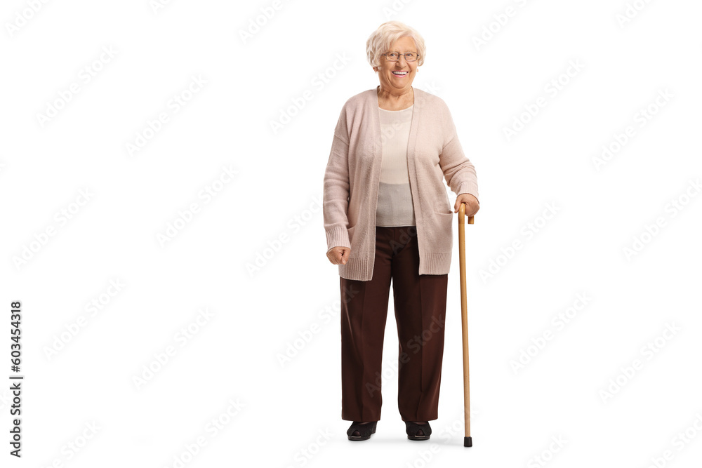 Canvas Prints Full length portrait of a grandmother with a cane