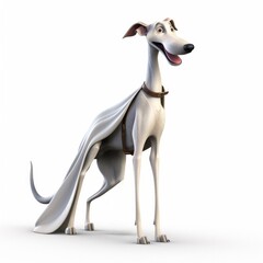 Azawakh dog illustration cartoon 3d isolated on white. Generative AI