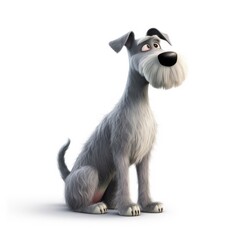 Cesky Terrier dog illustration cartoon 3d isolated on white. Generative AI