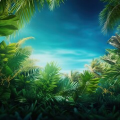 Fototapeta na wymiar Magic tropical background. Illustration AI Generative.