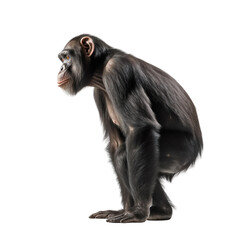 Fototapeta premium Side view of animal chimpanzee standing on a transparent background, Generative ai
