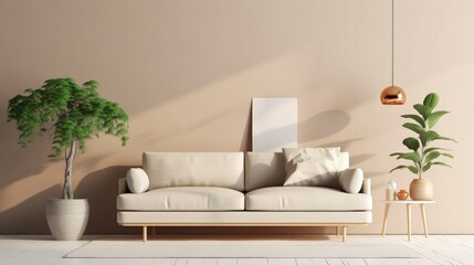 Modern living room design. Illustration AI Generative.